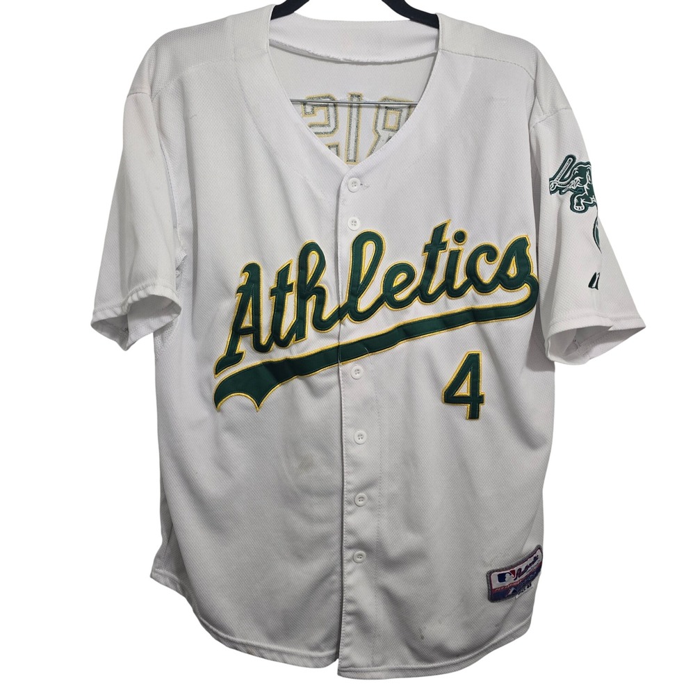 Majestic Oakland Athletics Coco Crisp #4 MLB‎ Jersey White Size 48 Authentic